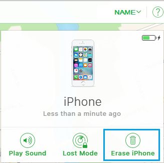 iPhoneを探す」の「iPhoneを消去する」オプション