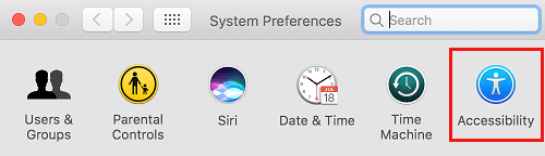 Macのシステム環境設定画面のアクセシビリティオプション