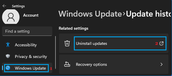 Windows 11の更新プログラムのアンインストールオプション