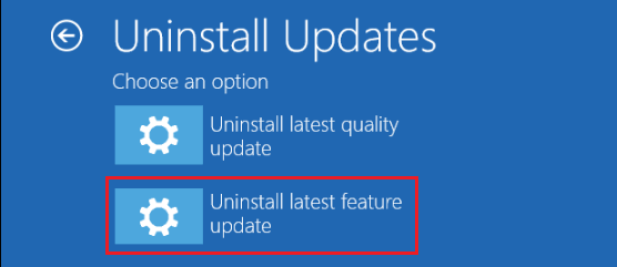 Windowsの最新機能アップデートのアンインストール