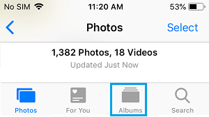 iPhoneの写真アプリの「アルバム」タブ