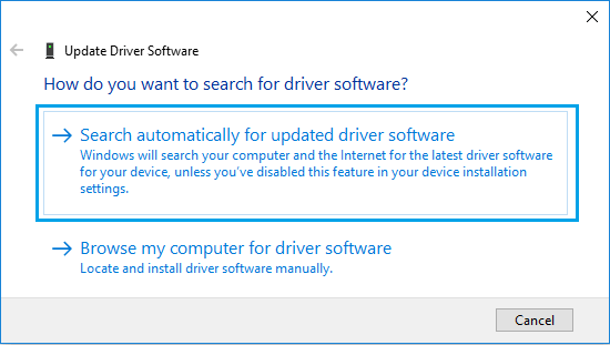 Windows 10で更新されたドライバソフトウェアを自動的に検索する
