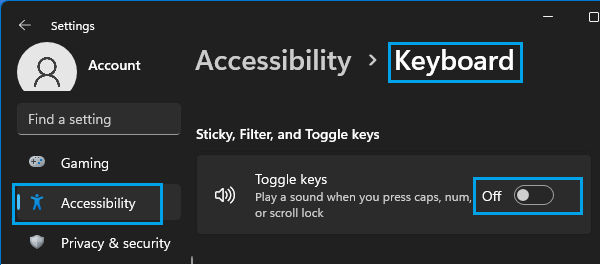 Windows 11のトグル・キー・オプションを無効にする。