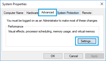Windowsの詳細なシステムプロパティ画面の設定オプション