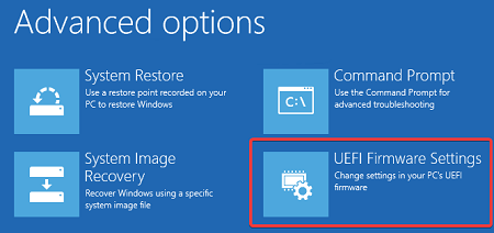 WindowsのUEFIファームウェアの設定オプション