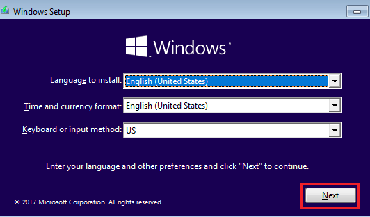 Windowsのセットアップ画面