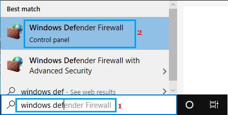 Windows Defenderのファイアウォールを開く