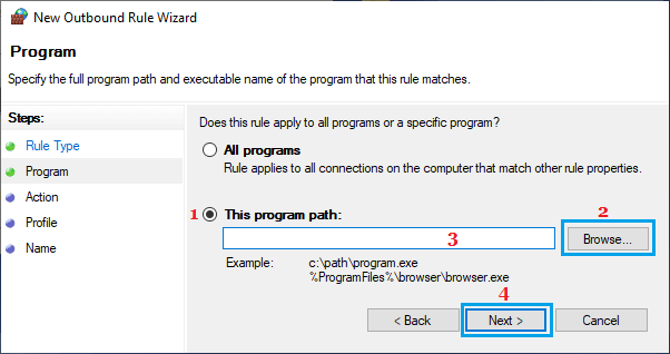 Windows 10/11の新しい送信ルールウィザード