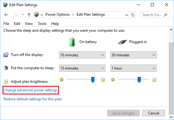 Windowsの電源の詳細設定オプションの変更