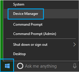 Windows 10のスタートボタンとデバイスマネージャタブ