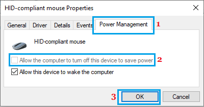 コンピュータがマウスをオフにしないようにする