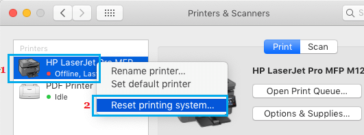 Macの印刷システムをリセットする