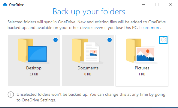 デスクトップ、画像、ドキュメントがOneDriveに自動バックアップされないようにする。