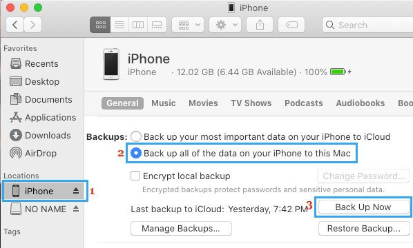 iPhoneのすべてのデータをMacにバックアップする