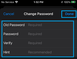 iPhoneでメモのパスワードを変更する