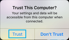 iPhoneの「コンピュータを信頼する」オプション
