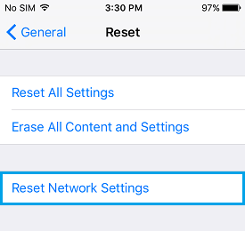 iPhoneのネットワーク設定オプションのリセット