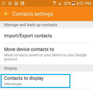 Android端末で「設定」タブを表示するための連絡先