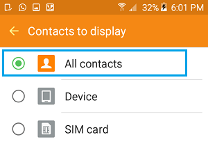 Android Phoneですべての連絡先を表示するオプション
