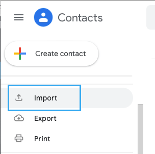 Gmailの連絡先アプリでインポートオプションを使用する