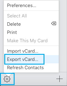 iCloudにvCardをエクスポートするオプションが追加されました。