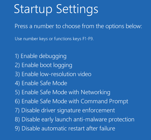 Windows 10のスタートアップ設定画面と各種スタートアップオプション