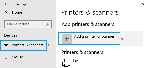 Windowsでプリンターとスキャナーのオプションを追加する。
