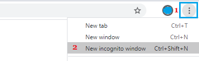 Chromeブラウザーで新しいインコグニートウィンドウを開く
