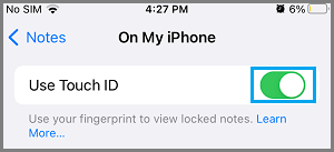 iPhoneのメモにTouch IDを使用する