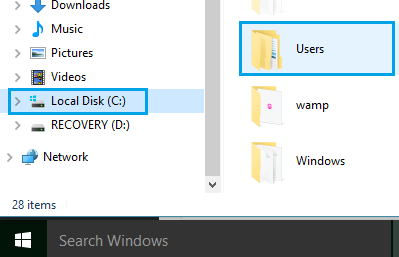 Windowsコンピュータでユーザーフォルダを開く
