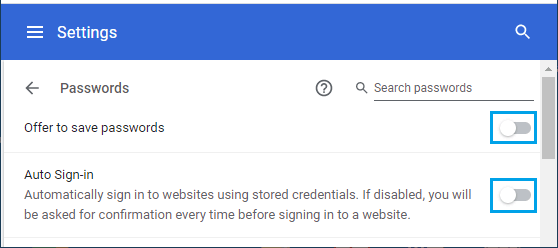 Chromeの自動サインインとパスワードの保存を無効にする