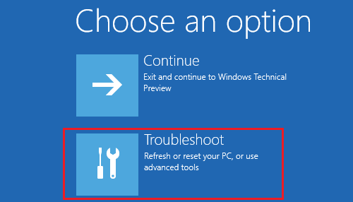 Windowsのトラブルシューティングオプション