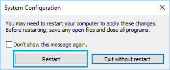 Windows 10でシステム構成の再起動ポップアップが表示される件