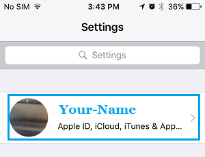 iPhoneの設定画面でのApple ID