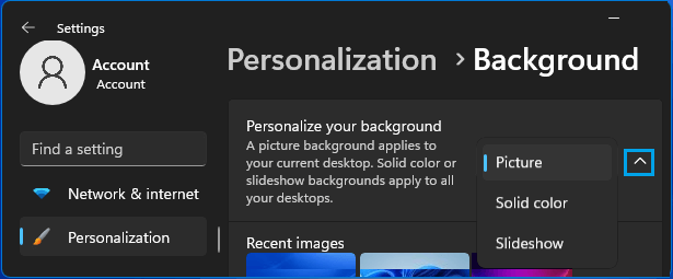 Windows 11の背景設定オプション