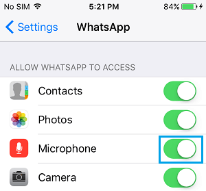 iPhone で WhatsApp がカメラとマイクにアクセスできるようにする