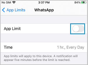 iPhone で WhatsApp の画面表示時間制限を無効化