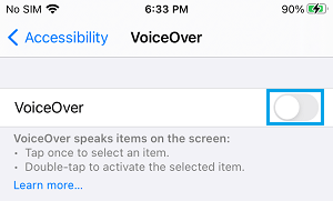iPhoneのVoiceOverを無効にする