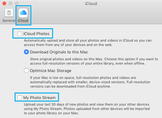 MacでiCloudの写真とマイフォトストリームを無効にする