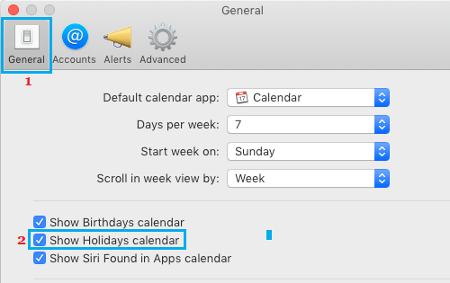 Macのカレンダーアプリで祝日を表示する