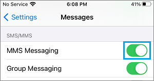 iPhoneでMMSメッセージングを使用可能にする