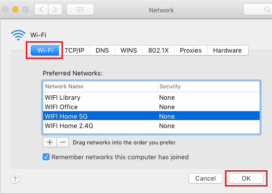Macで優先するWiFiネットワークを選択する