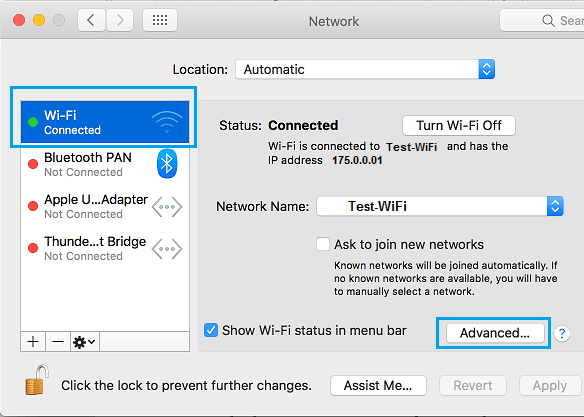 Macのネットワーク設定画面の詳細オプション