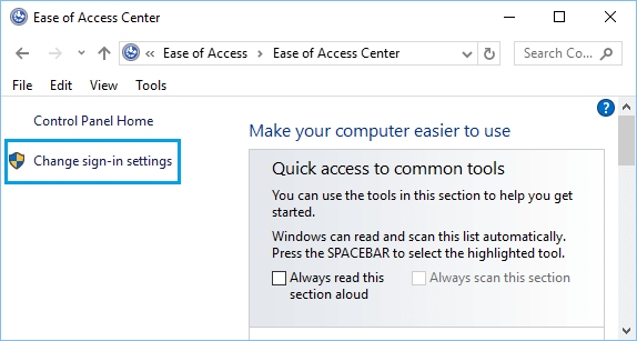 Windows 10のコントロールパネルでサインインの設定オプションを変更する。