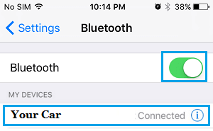 iPhoneでBluetoothに接続された車