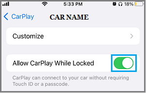 iPhoneがロックされているときにCarPlayを許可する