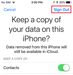 iPhoneでiCloudのデータコピーを保持する