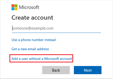 Microsoftアカウントを持たないユーザーの追加