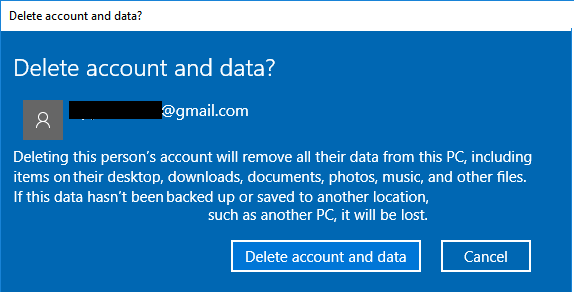Windows 10 PCからMicrosoftのユーザーアカウントとデータを削除する