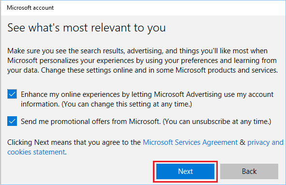 Windows 10でMicrosoftがプロモーション画面を送信できるようにする。